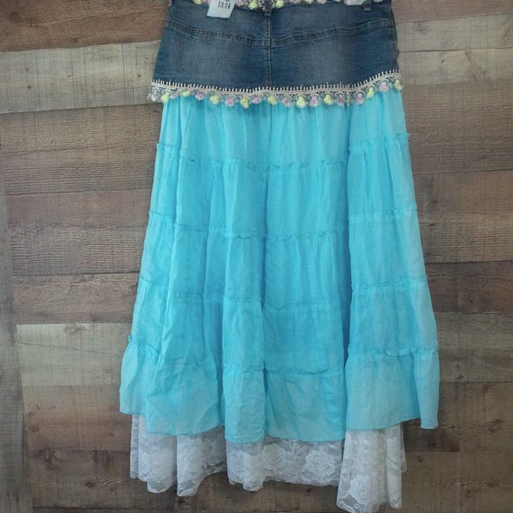 layer skirt with jean teal and white NWT 13/14 - Picture 4 of 4